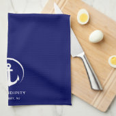 Modernes Ankermongram Navy Blue Geschirrtuch (Viertel Falte)