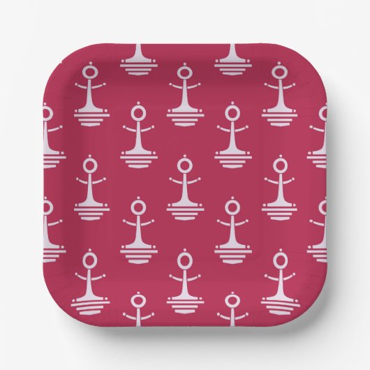 Modernes Ankermuster Pappteller (Vorderseite)