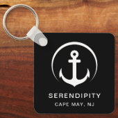 Modernes Ankerschiff Schwarz Schlüsselanhänger (Vorderseite)