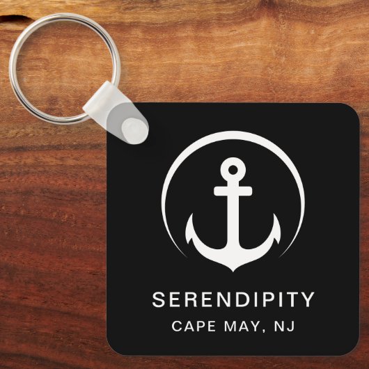 Modernes Ankerschiff Schwarz Schlüsselanhänger (Vorderseite)