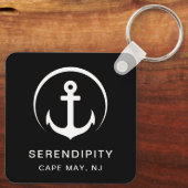 Modernes Ankerschiff Schwarz Schlüsselanhänger (Rückseite)