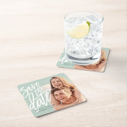 Modernes Ankündigung Datum freihalten Rechteckiger Pappuntersetzer (Vor Ort)