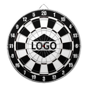 Modernes anpassbares Logo auf Schwarz & Weiß Dartscheibe