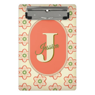Modernes, anpassbares Retro-Monogramm Mini-Clipboa Mini Klemmbrett