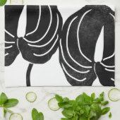 Modernes Anthurium schwarz-weiß Geschirrtuch (Gefaltet)