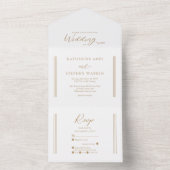 Modernes antikes Gold | Minimalistische Hochzeit All In One Einladung (Innen Boden)