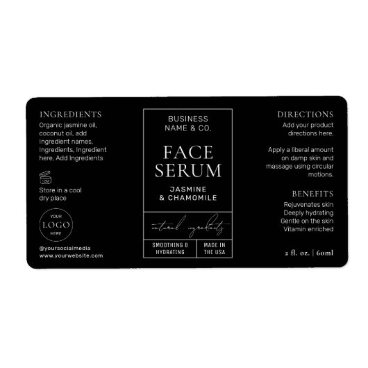 Modernes apothecary Black 2 OZ Cosmetic Flasche La (Vorne)