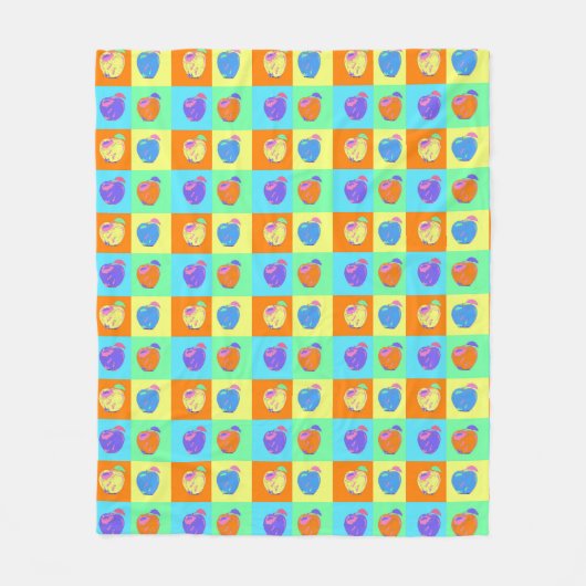 Modernes Apple-Muster im Pop Art Style Fleecedecke (Vorderseite)