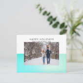 Modernes Aqua 2 Tone Wasserfarbe Foto Postkarte (Stehend Vorderseite)