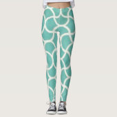 Modernes Aqua-Abstraktes Muster Leggings (Vorderseite)