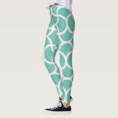 Modernes Aqua-Abstraktes Muster Leggings (Links)