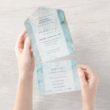 MODERNES AQUA AQUAMARIN BLAUE GOLD AGATE ABSTRAKT 