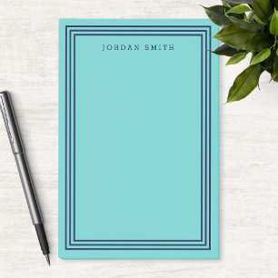 Modernes Aqua Aquamarin mit dreifach blauen Grenz Post-it Klebezettel