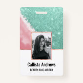 Modernes Aqua Aquamarin Pink Glitzer Aqua Beach Ausweis (Vorderseite)