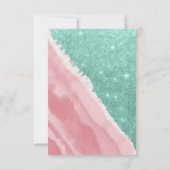 Modernes Aqua Aquamarin Pink Glitzer Aqua Beach Dankeskarte (Rückseite)