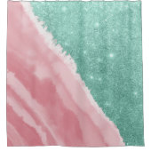 Modernes Aqua Aquamarin Pink Glitzer Aqua Beach Duschvorhang (Vorderseite)
