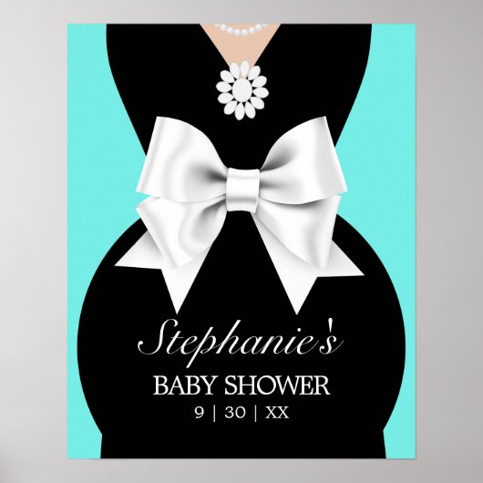 Modernes Aqua Aquamarin Tiffany Babydusche Begrüßu Poster (Vorne)