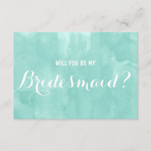 Modernes Aqua-Aquarell sind Sie meine Brautjungfer Einladung