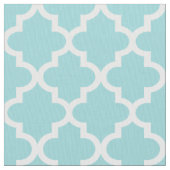 Modernes Aqua Blau und Weiß Quatrefolienmuster Stoff (Nahaufnahme)