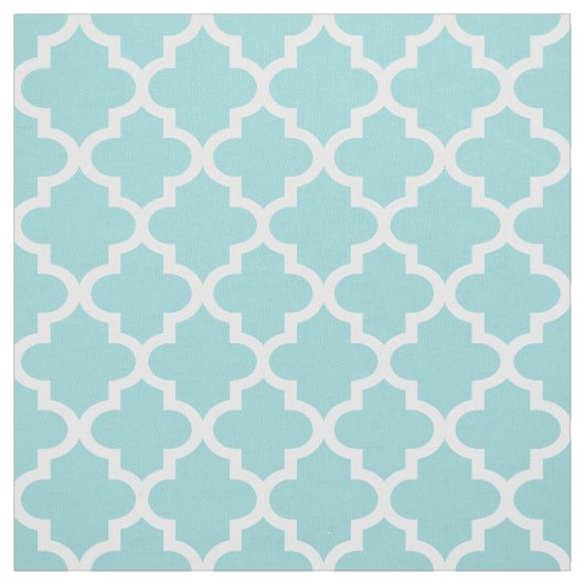Modernes Aqua Blau und Weiß Quatrefolienmuster Stoff (Muster)