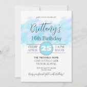 Modernes Aqua Blue 16. Geburtstagseinladung Einladung (Vorderseite)