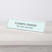 Modernes Aqua Blue Beruflich Business Office Schreibtischnamensplakette (Vorderseite )