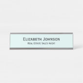 Modernes Aqua Blue Beruflich Business Office Schreibtischnamensplakette (Vorderseite )