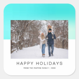 Modernes Aqua Blue Foto Quadratischer Aufkleber