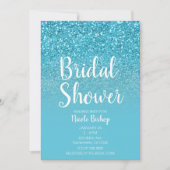 Modernes Aqua Blue Glam Glitzer Brautparty Einladung (Vorderseite)