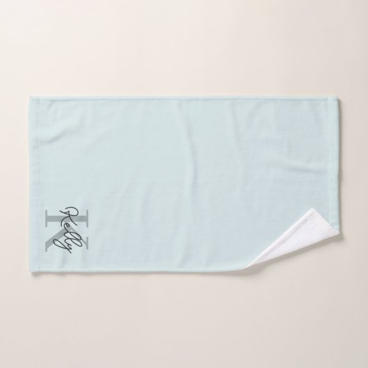 Modernes Aqua Blue Monogram Script Badhandtuch Set (Handtuch)