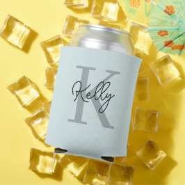 Modernes Aqua Blue Monogram Script Dosenkühler