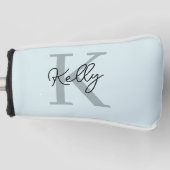 Modernes Aqua Blue Monogram Script Golf Headcover (Vorderseite)