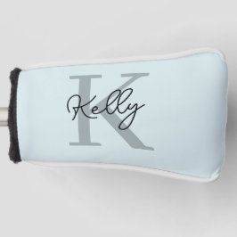 Modernes Aqua Blue Monogram Script Golf Headcover