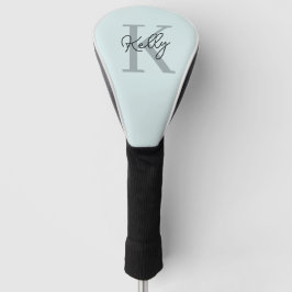Modernes Aqua Blue Monogram Script Golf Headcover