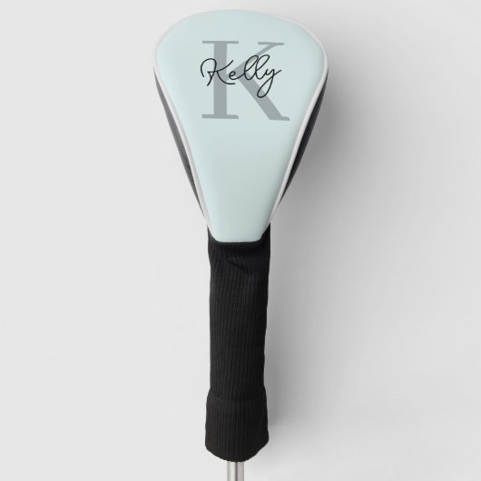 Modernes Aqua Blue Monogram Script Golf Headcover (Vorderseite)