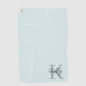 Modernes Aqua Blue Monogram Script Golfhandtuch (Vorderseite)