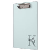 Modernes Aqua Blue Monogram Script Klemmbrett (Links)