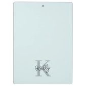 Modernes Aqua Blue Monogram Script Klemmbrett (Rückseite)