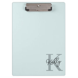 Modernes Aqua Blue Monogram Script Klemmbrett