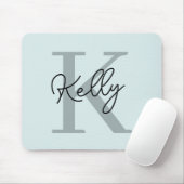Modernes Aqua Blue Monogram Script Mousepad (Mit Mouse)
