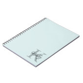 Modernes Aqua Blue Monogram Script Notizblock (Linke Seite)