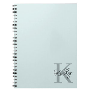 Modernes Aqua Blue Monogram Script Notizblock