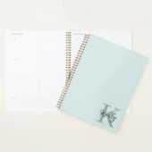 Modernes Aqua Blue Monogram Script Planer (Anzeige)