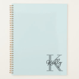 Modernes Aqua Blue Monogram Script Planer