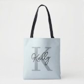 Modernes Aqua Blue Monogram Script Tasche (Vorderseite)