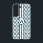Modernes Aqua Blue Monogram Zickzack und Streifen Samsung Galaxy Hülle<br><div class="desc">Moderne Aqua Blue Monogram Zickzack und Streifen vollständig anpassbar mit einer ersten Ihrer Wahl,  um ein einzigartiges mit Monogramm Geschenk zu schaffen</div>