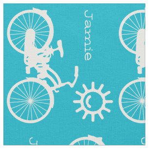 Modernes Aqua Blue Sunshine Bicycle Personalisiert Stoff