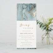 MODERNES AQUA DUSKY BLAUE GOLD AGATE BABY SHOWER EINLADUNG (Stehend Vorderseite)