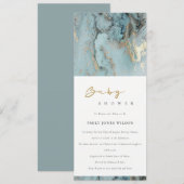 MODERNES AQUA DUSKY BLAUE GOLD AGATE BABY SHOWER EINLADUNG (Vorne/Hinten)