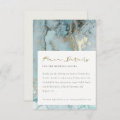 MODERNES AQUA DUSKY BLAUE GOLD AGATE WEDEDEDETAILS BEGLEITKARTE (Vorne/Hinten)